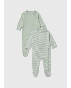 Baby 2 Pack Ribbed Sleepsuit