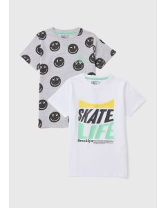 Boys 2 Pack Smiles & Skate T-Shirts