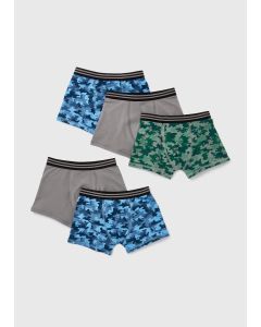 Boys 5 Pack Multicolour Camo Print Trunks