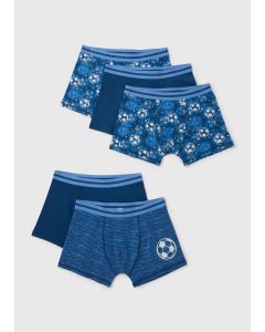 Boys 5 Pack Multicolour Football Design Trunks