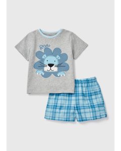 Boys Lion T-Shirt & Check Bottoms Set