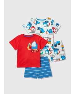 Boys 2 Pack Digger Stripe Pyjama Set