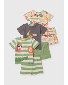 Boys 3 Pack Jungle & Stripe Shorties Set