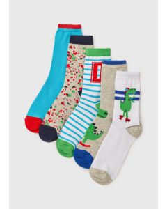 5 Pack Boys Dinosaur Socks