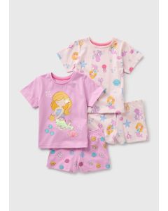 Girls 2 Pack Mermaid Pyjama Set