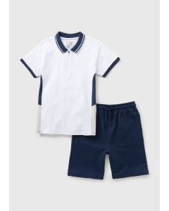 Boys Cut & Sew Polo & Shorts Set