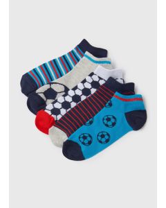 Boys 5 Pack Multicolour Football Trainer Socks