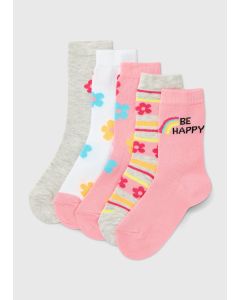 Girls 5 Pack Floral Ankle Socks