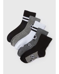 Boys 5 Pack MulticolouFootball Sports Socks