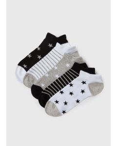 5 Pack Multicolour Star & Stripe Print Training Socks