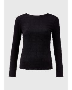 Black Textured Long Sleeve Top