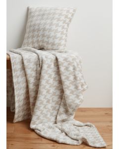 Herringbone Cushion & Throw Set-Beige-One Size