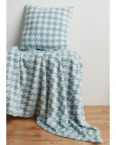 Herringbone Cushion & Throw Set-Blue-One Size