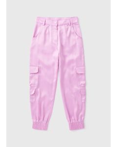 Girls Satin Cargo Trousers