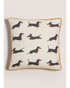 Ochre SauDog Print Cushion (43cm x 43cm)-Grey