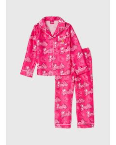 Girls Pink Barbie Satin Pyjama Set (4-12yrs)