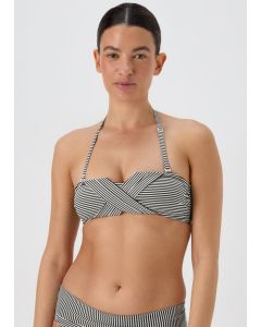 Monochrome Textured Stripe Twist Bikini Top