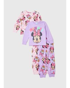 Kids 2 Pack Lilac Minnie Mouse & Daisy Duck Print Pyjama Sets