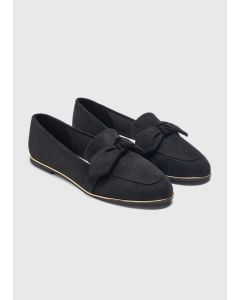 Black Wide Fit Bow Loafers