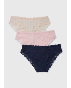 3 Pack Lace Trim Mini Knickers