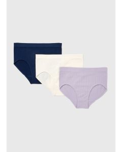 3 Pack Lilac/Cream/Ribbed Knickers