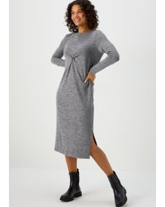 Charcoal Twist Midi Dress