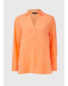 Et Vous Orange Popover Long Sleeve Shirt