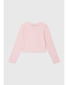 Girls Pink Ribbed Long Sleeve Top (7-15Yrs)