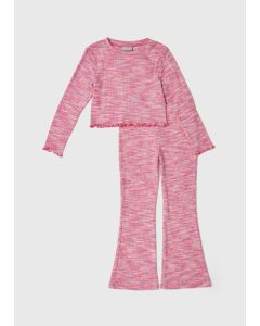 Girls Space Dye Flared Pants & Sweatshirt Set 