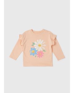 Girls Peach Flower T-Shirt (1-7Yrs)