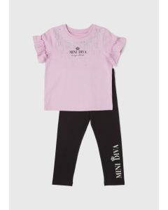 Girls Lilac Mini Diva T-Shirt & Leggings Set