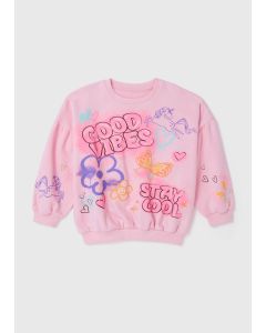 Girls Pink Graffiti Sweatshirt (1-7Yrs)