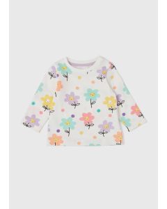 Girls Cream Floral Long Sleeve T-Shirt (Newborn-23Mths)