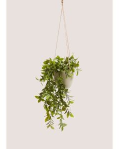 Hanging Plastic Plant Pot (17cm x 13cm x 13cm)-Green