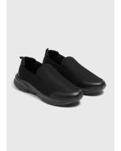 Black Mesh Slip On Trainers