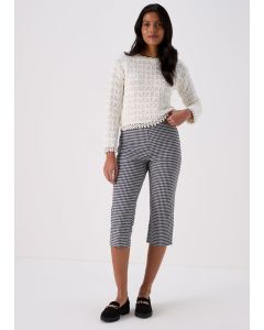 Papaya & Bengaline Cropped Gingham Trousers