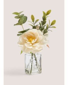 Mini Glass Vase & Rose White-White-One Size