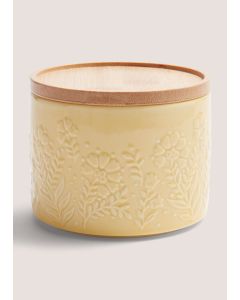 Embossed Retreat Canister (11cm x 8cm)-Yellow-One Size