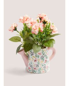 Watering Can Floral Planter (15cm  x 20cm)-Natural