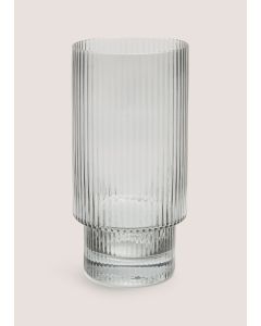 Glass Ribbed Tumbler (7cm x 14cm)-Clear