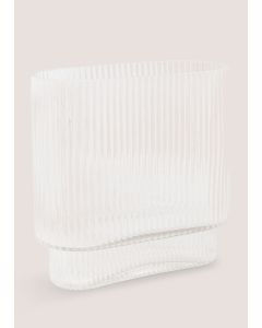 Rectangle Ribbed Glass Vase-Clear-One Size