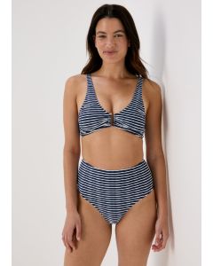 Stripe Textured High Waisted Brazilian Bottoms