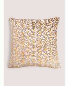 Velvet Polka Dot Cushion (43cm x 43cm)-Yellow-One Size