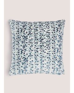 Teal Velvet Polka Dot Cushion (43cm x 43cm)-Blue