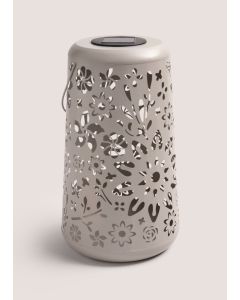 Floral Design Metal Solar Lantern-Cream-One Size