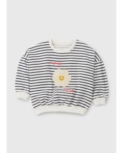 Cream Oopsy Daisy Stripe Sweatshirt