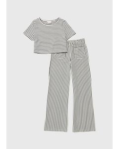 Girls Stripe Pattern Wide Leg Set 