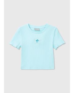 Girls Ribbed Star Cut Out T-Shirt