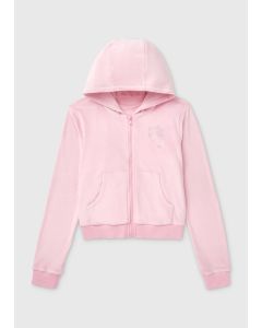 Girls Velour Zip Through Hoodie