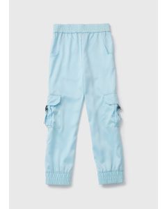 Girls Satin Cargo Trousers